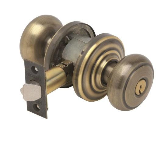 Schlage Andover Knob Keyed Entry Lock in Antique Brass finish