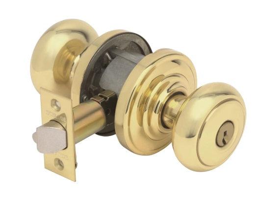 Schlage Andover Knob Keyed Entry Lock in Bright Brass finish