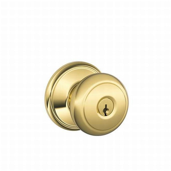 Schlage Andover Knob Storeroom Lock in Bright Brass finish