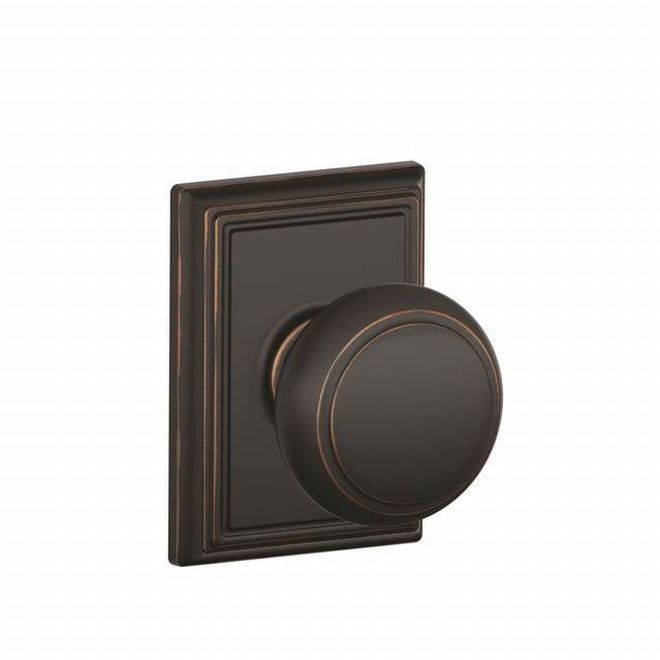 Schlage Andover Knob With Addison Rosette Dummy Interior Trim - Exterior Handleset Sold Separately in Aged Bronze finish