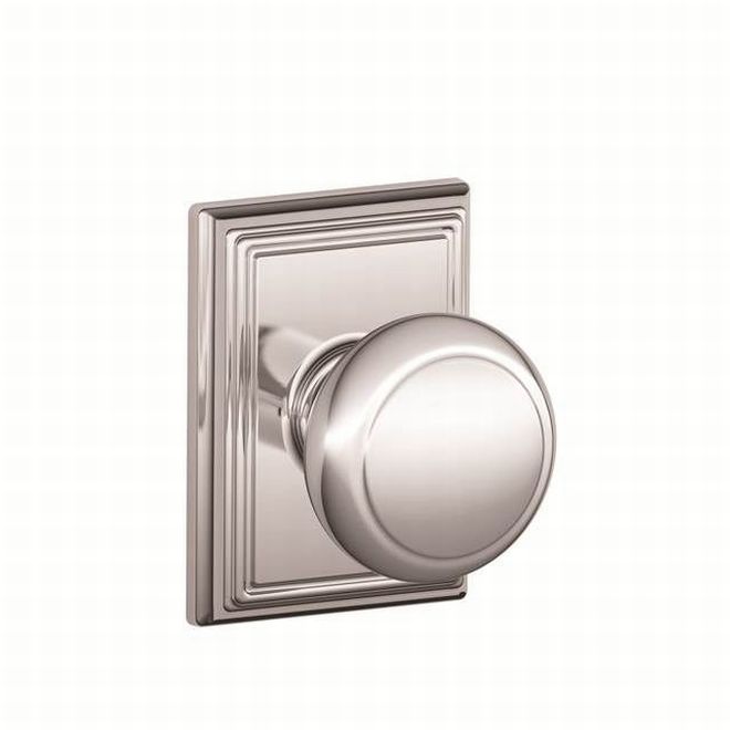 Schlage Andover Knob With Addison Rosette Dummy Interior Trim - Exterior Handleset Sold Separately in Bright Chrome finish