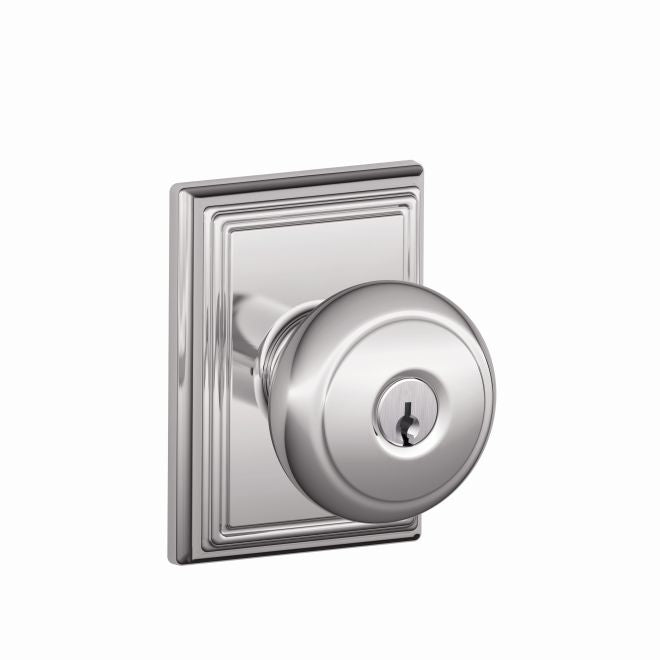Schlage Andover Knob With Addison Rosette Keyed Entry Lock in Bright Chrome finish