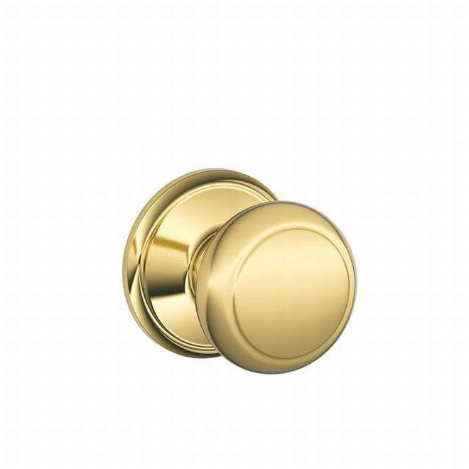 Schlage Andover Passage Knob in Bright Brass finish