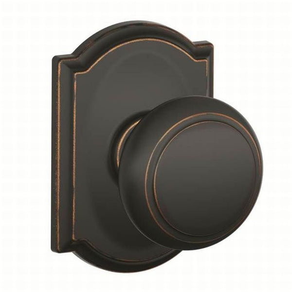 Schlage Andover Passage Knob With Camelot Rosette in Aged Bronze finish