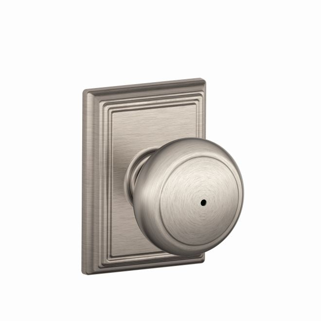 Schlage Andover Privacy Knob With Addison Rosette in Satin Nickel finish