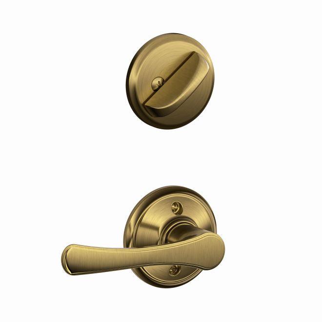 Schlage Avila Lever Interior Active Trim - Exterior Handleset Sold Separately in Antique Brass finish