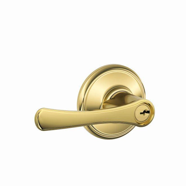 Schlage Avila Lever Keyed Entry Lock in Lifetime Brass finish