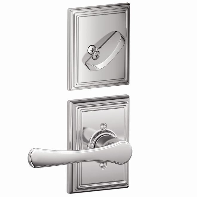 Schlage Avila Lever With Addison Rosette Interior Active Trim - Exterior Handleset Sold Separately in Bright Chrome finish