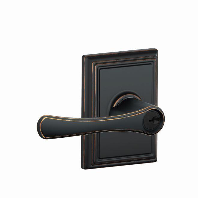 Schlage Avila Lever With Addison Rosette Keyed Entry Lock in Aged Bronze finish