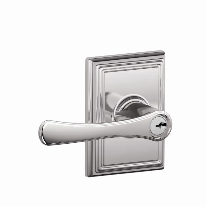 Schlage Avila Lever With Addison Rosette Keyed Entry Lock in Bright Chrome finish