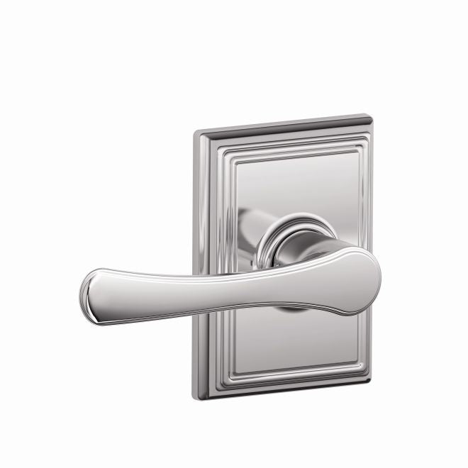 Schlage Avila Passage Lever With Addison Rosette in Bright Chrome finish