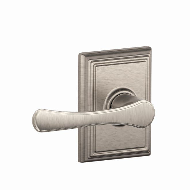 Schlage Avila Passage Lever With Addison Rosette in Satin Nickel finish