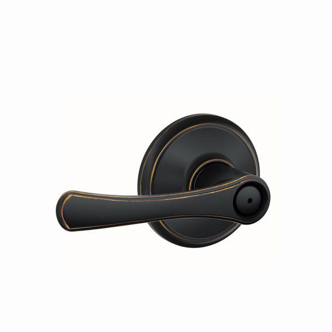 Schlage Avila Privacy Lever in Aged Bronze finish