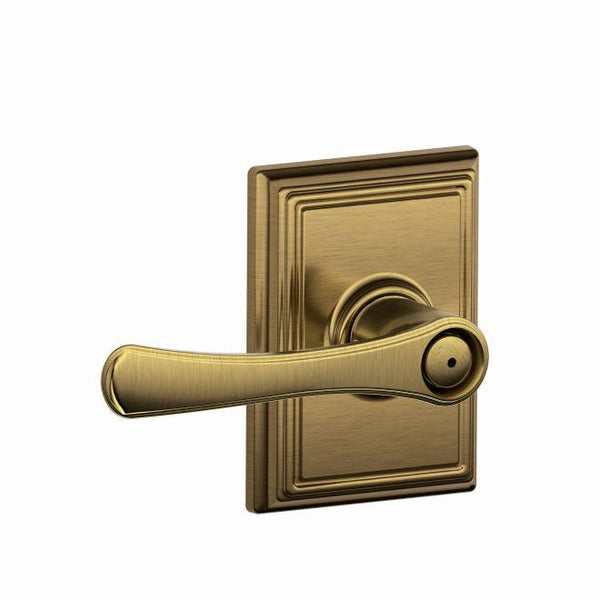 Schlage Avila Privacy Lever With Addison Rosette in Antique Brass finish