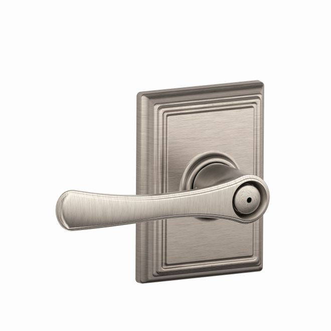 Schlage Avila Privacy Lever With Addison Rosette in Satin Nickel finish