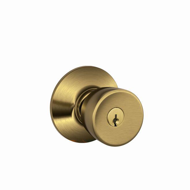 Schlage Bell Knob Keyed Entry Lock in Antique Brass finish