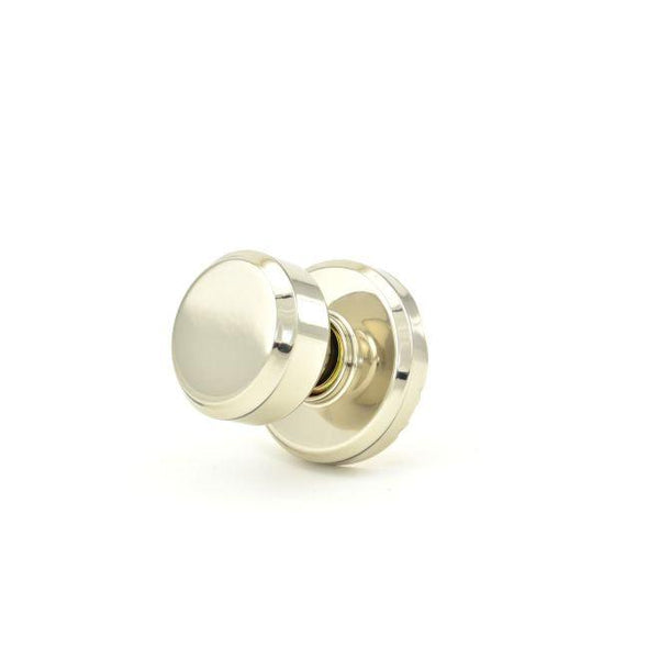 Schlage Bowery Knob Half Dummy With Greyson Rosette in Polished Nickel finish