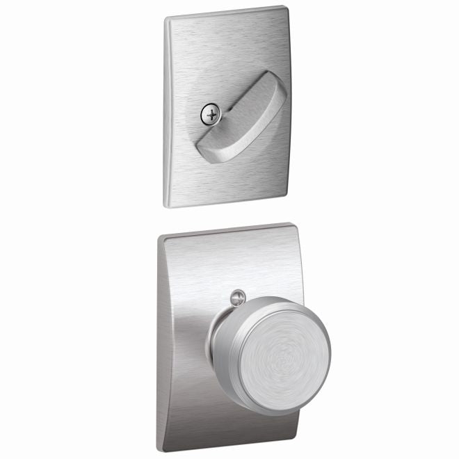 Schlage Bowery Knob With Century Rosette Interior Active Trim - Exterior Handleset Sold Separately in Satin Chrome finish