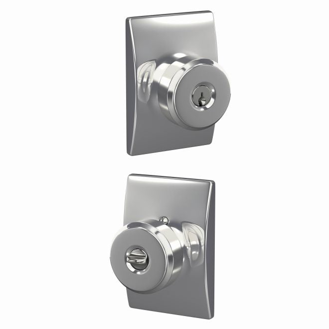 Schlage Bowery Knob With Century Rosette Keyed Entry Lock in Bright Chrome finish