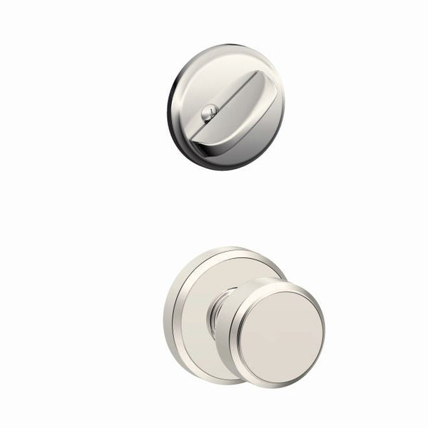 Schlage Bowery Knob With Greyson Rosette Interior Active Trim - Exterior Handleset Sold Separately in Polished Nickel finish
