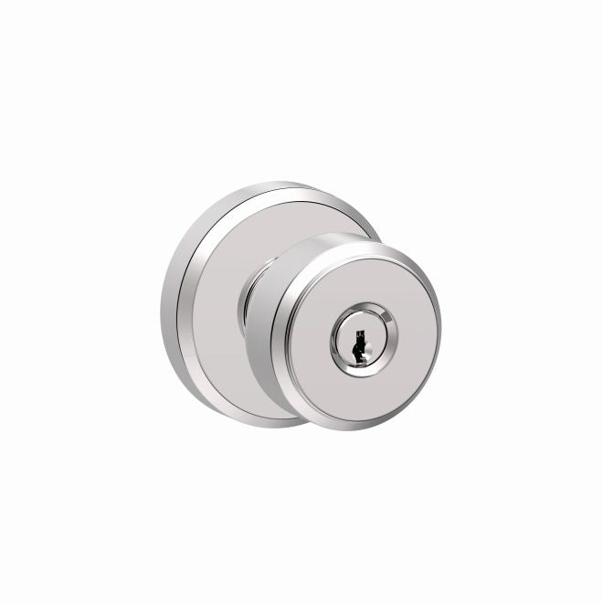 Schlage Bowery Knob With Greyson Rosette Keyed Entry Lock in Bright Chrome finish