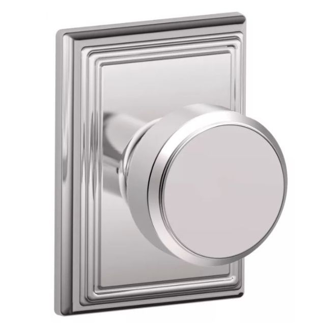 Schlage Bowery Passage Knob With Addison Rosette in Bright Chrome finish