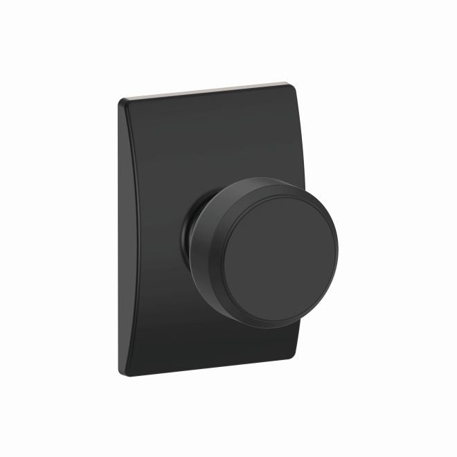 Schlage Bowery Passage Knob With Century Rosette in Flat Black finish