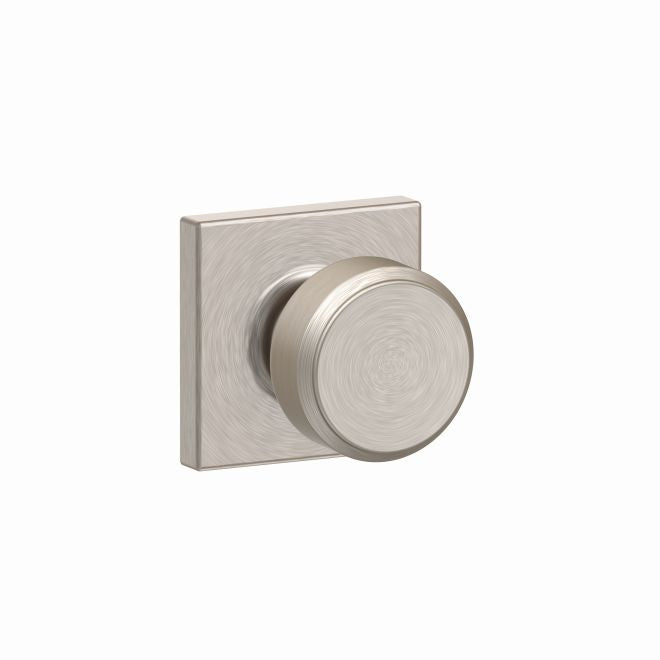 Schlage Bowery Passage Knob With Collins Rosette in Satin Nickel finish