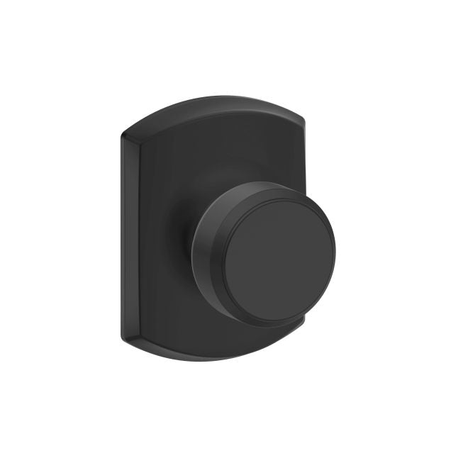 Schlage Bowery Passage Knob With Greenwich Rosette in Flat Black finish