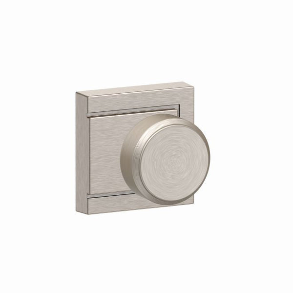 Schlage Bowery Passage Knob With Upland Rosette in Satin Nickel finish