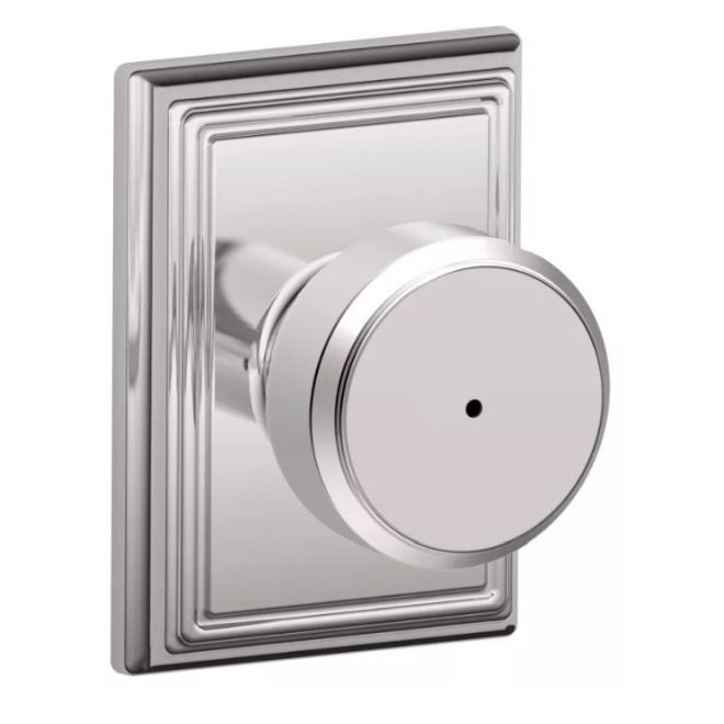 Schlage Bowery Privacy Knob With Addison Rosette in Bright Chrome finish