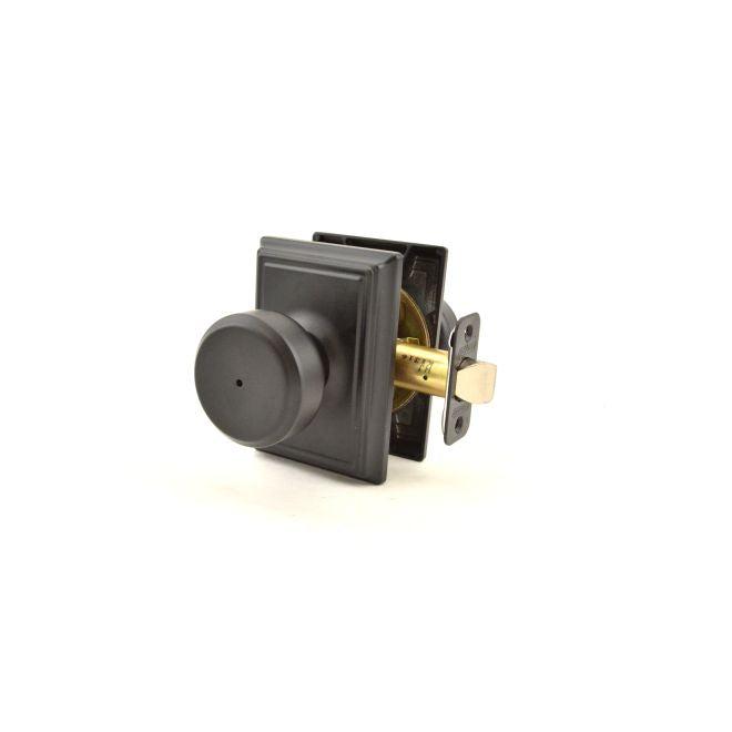 Schlage Bowery Privacy Knob With Addison Rosette in Flat Black finish