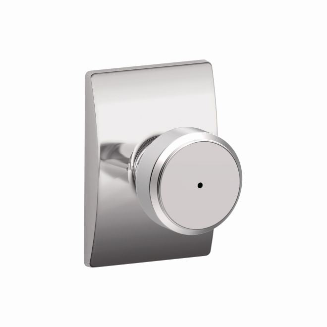 Schlage Bowery Privacy Knob With Century Rosette in Bright Chrome finish