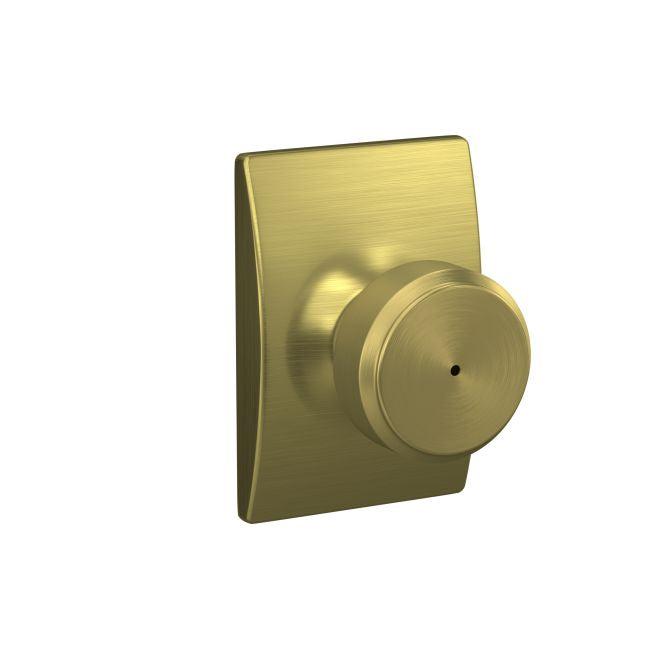 Schlage Bowery Privacy Knob With Century Rosette in Satin Brass finish