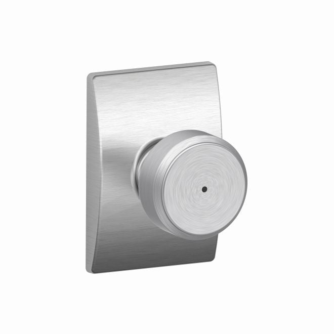 Schlage Bowery Privacy Knob With Century Rosette in Satin Chrome finish
