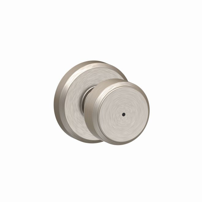 Schlage Bowery Privacy Knob With Greyson Rosette in Satin Nickel finish