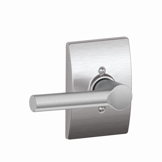 Schlage Broadway Lever With Century Rosette Half Dummy in Satin Chrome finish