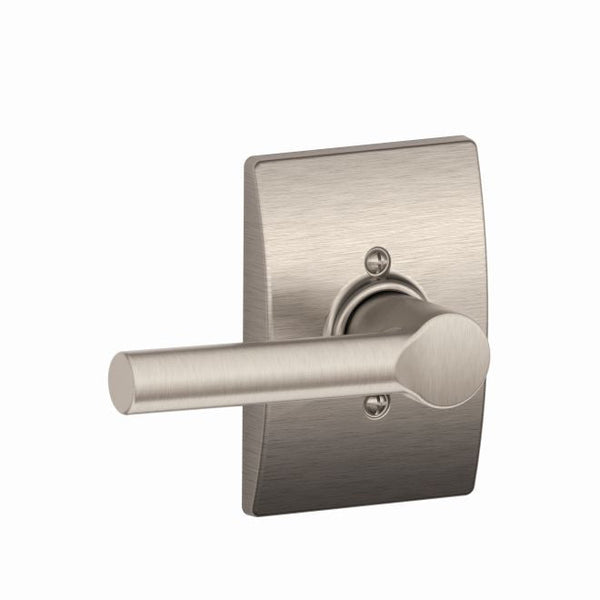 Schlage Broadway Lever With Century Rosette Half Dummy in Satin Nickel finish