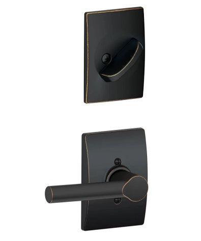 Schlage Broadway Lever With Century Rosette Interior Active Trim - Exterior Handleset Sold Separately in Aged Bronze finish