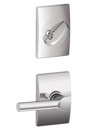 Schlage Broadway Lever With Century Rosette Interior Active Trim - Exterior Handleset Sold Separately in Bright Chrome finish