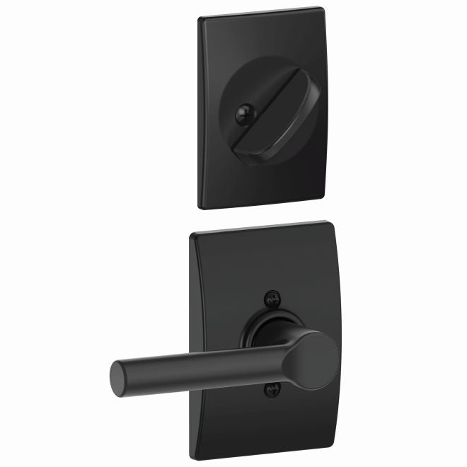 Schlage Broadway Lever With Century Rosette Interior Active Trim - Exterior Handleset Sold Separately in Flat Black finish