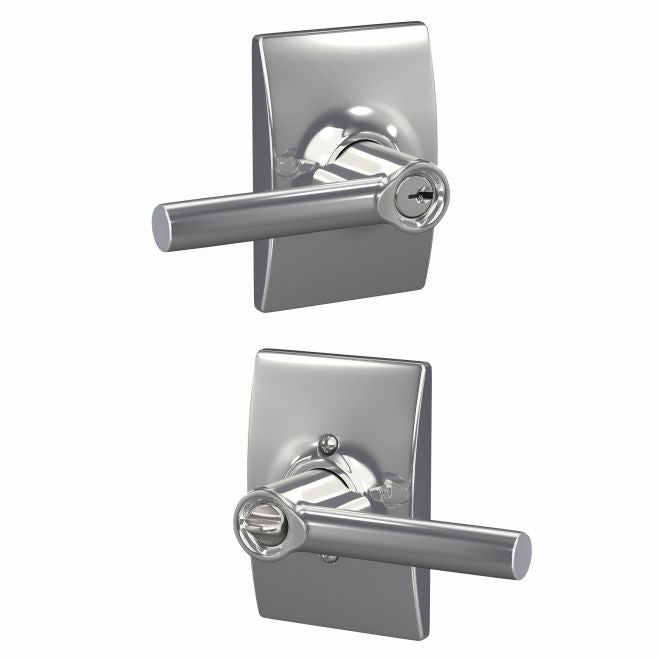 Schlage Broadway Lever With Century Rosette Keyed Entry Lock in Bright Chrome finish