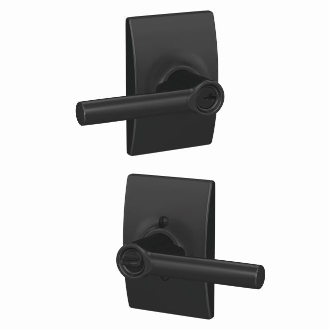Schlage Broadway Lever With Century Rosette Keyed Entry Lock in Flat Black finish