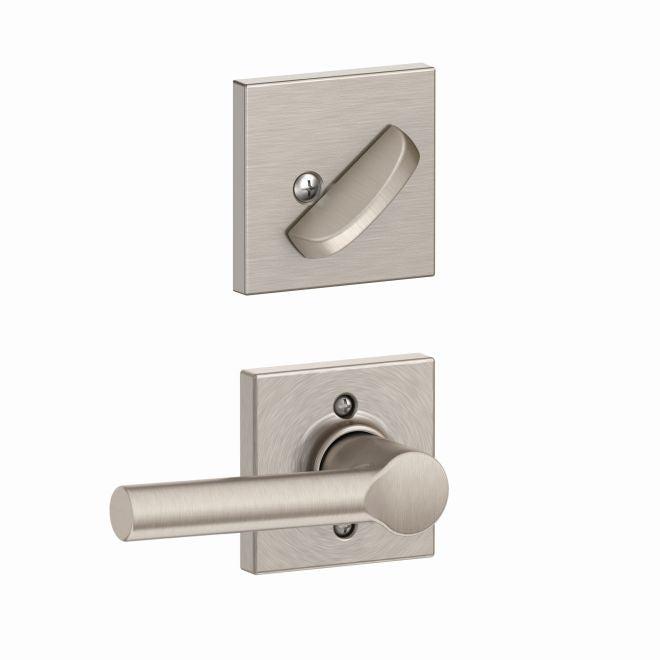 Schlage Broadway Lever With Collins Rosette Interior Active Handleset Trim - Exterior Handleset Sold Separately in Satin Nickel finish