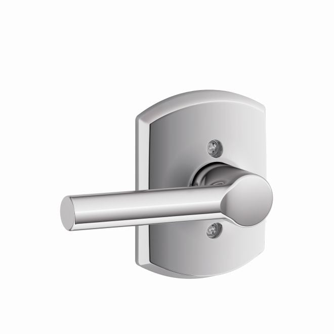 Schlage Broadway Lever With Greenwich Rosette Half Dummy in Bright Chrome finish