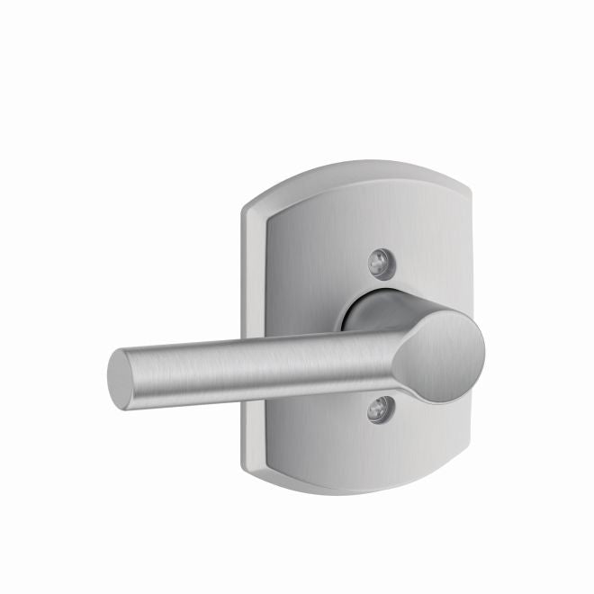 Schlage Broadway Lever With Greenwich Rosette Half Dummy in Satin Chrome finish