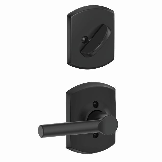 Schlage Broadway Lever With Greenwich Rosette Interior Active Trim - Exterior Handleset Sold Separately in Flat Black finish