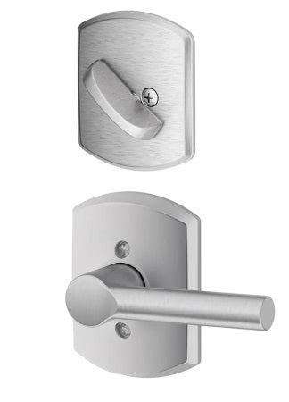 Schlage Broadway Lever With Greenwich Rosette Interior Active Trim - Exterior Handleset Sold Separately in Satin Chrome finish