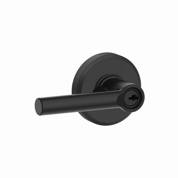 Schlage Broadway Lever With Greyson Rosette Keyed Entry Lock in Flat Black finish