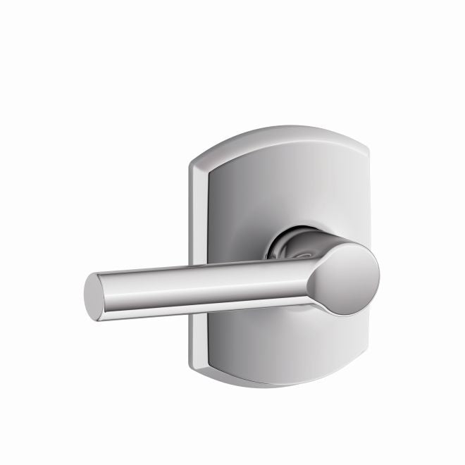 Schlage Broadway Passage Lever With Greenwich Rosette in Bright Chrome finish